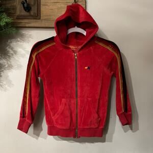Aviator Nation red velour full-zip hoodie size 10